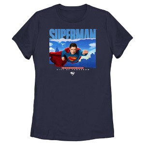 Womens Superman Flying Over Metropolis T Shirt - 1 of 4