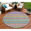 Blush Blue And Lime Green Quatrefoil Washable Indoor Outdoor Area Rug - 2 of 4