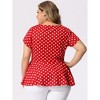 Agnes Orinda Women's Plus Size Polka Dots Fashion Workout Elegant Short Sleeves Peplum Top - 4 of 4