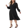 Agnes Orinda Women's Plus Size Swiss Dots Pattern Sleeves V Neck Midi Flowy A-Line Dress - 2 of 4