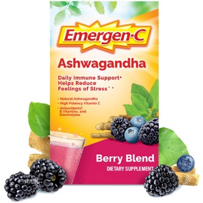 Emergen-C Ashwagandha Immune and Stress Support Powder - 18ct