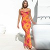 Women's Spaghetti Strap Backless Long Dresses Flower Printed Slim Fit Dress - 2 of 4