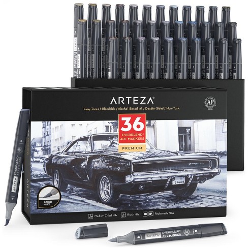 Arteza Everblend Dual-tipped Art Markers Art Supply Set, Gray Tones - 36  Piece : Target