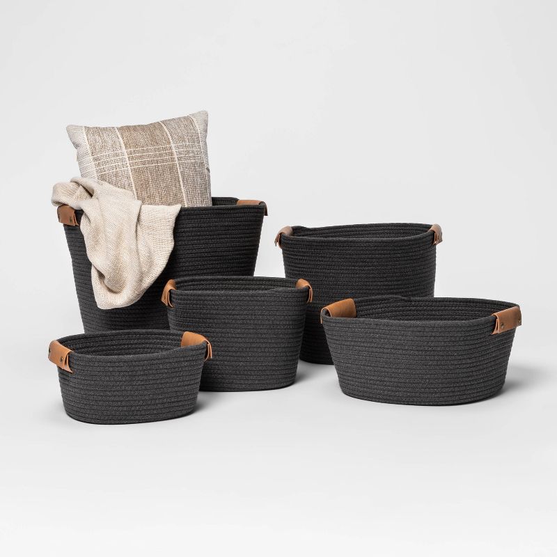 17&#34; Coiled Rope Bin Warm Gray Charcoal - Brightroom&#8482;, 5 of 8