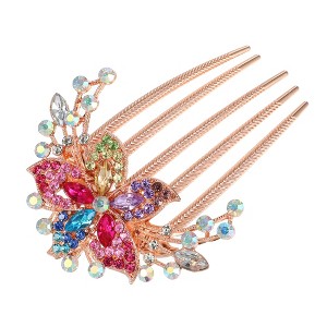 Unique Bargains Women's Rhinestone Inlaid Flower Hair Side Comb 3.54"x2.76" 1 Pc - 1 of 4