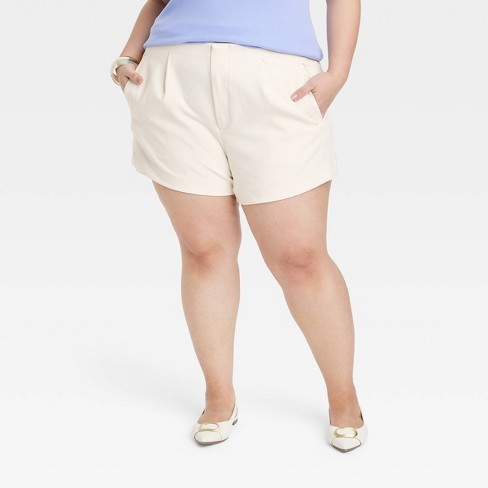 Women's High-Rise Tailored Shorts - A New Day™ Cream 24