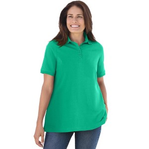 Woman Within Women's Plus Size Perfect Short-Sleeve Polo Shirt - 1 of 4
