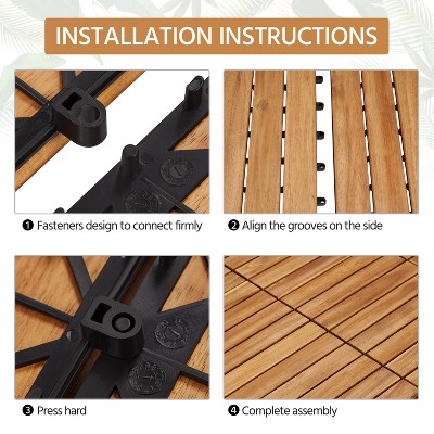 Yaheetech Pack of 27 Interlocking Wood Flooring Tiles, Natural Wood-Stripe