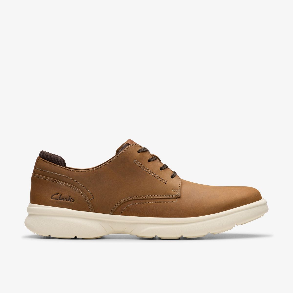 Clarks Mens Bradley Plain Light Brown Lea Shoes