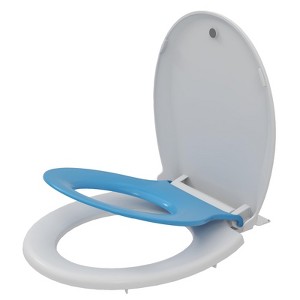 Round Toilet Seat with Toddler Seat Built in - Fits Both Adults and Children, Soft-Close & Non-Slip Design, Easy Installation & Cleaning, Blue - 1 of 4