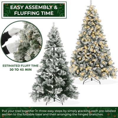 6FT Snow-Flocked Pine Christmas Tree with Multicolor LED Lights