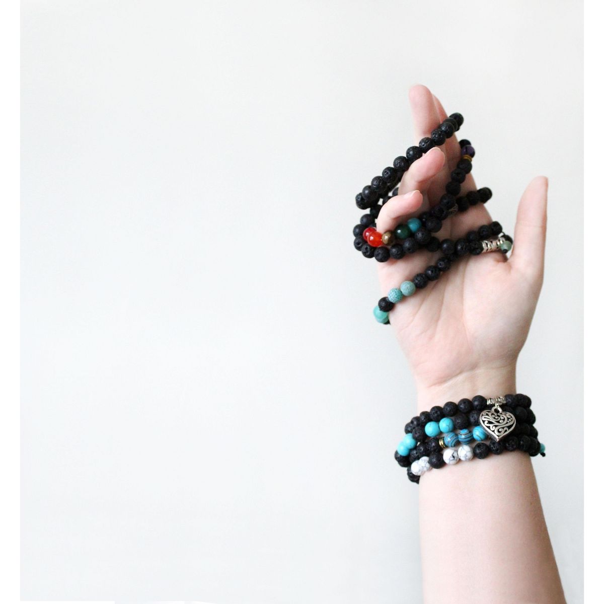 Plantlife Aromatherapy Bracelet - Tigers Eye & Hematite Stretch, Lava Rock & Natural Stone Jewelry for Essential Oil Diffusion & Wellness - thumbnail 4