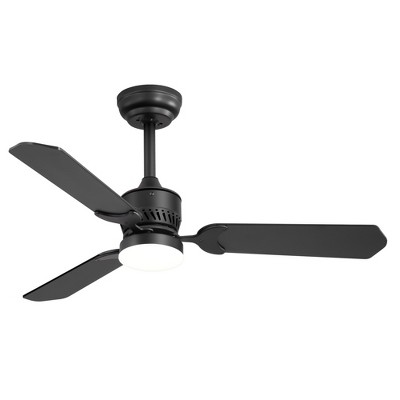 Airsurfer 42 Inch Black Wood Ceiling Fan, Quiet DC Motor Indoor Outdoor Ceiling Fans With Lights Remote Control