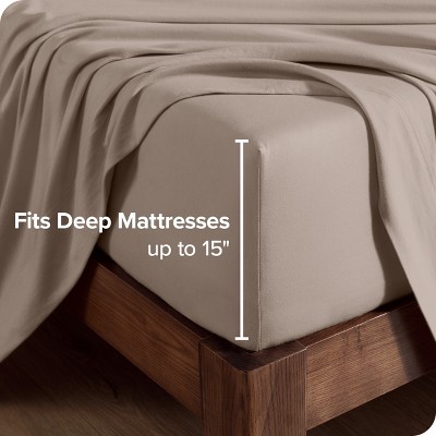 Twin Taupe Organic Cotton Jersey Deep Pocket Sheet Set
