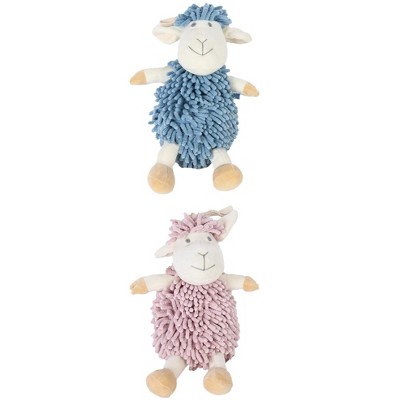 REGALWOVEN Cute Sheep Chenille Soft Absorbent Quick Drying Fuzzy Ball Hand Towel 9" x 13" 2 Pcs