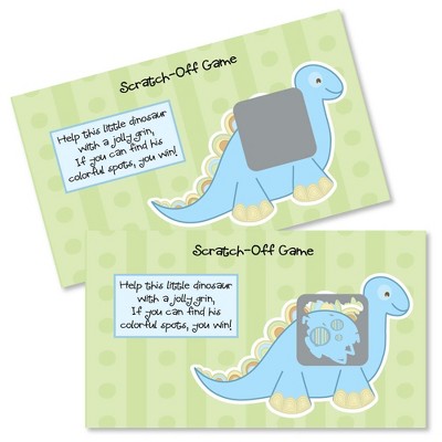 Big Dot of Happiness Baby Boy Dinosaur - Baby Shower or Birthday Party Game Scratch Off Cards - 22 Count