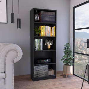 SEVOBAL Utility Storage Cabinets Modern 4 Tier Bookcase with Spacious Shelving and Lower Storage for Living Room, Black, 11.7"*24.7"*71.1" - 1 of 4