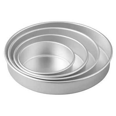 Wilton 4pc Performance Pans Aluminum Round Cake Pans 6", 8", 10" and 12" Set