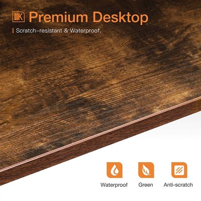 Rustic Brown Wood and Steel Corner Computer Desk with Keyboard Tray