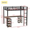 Full Size Metal Loft Bed with Desk and Shelves for Bedroom - 4 of 4