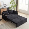 MYINDA Convertible Recliner Sofa Bed, Velvet Pull Out Bed, Removable Arm Pockets,Black - 3 of 4
