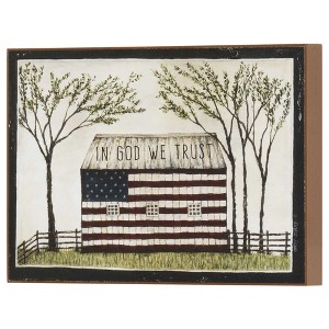 Dicksons in God We Trust Patriotic Barn 7 x 5 MDF Decorative Wall Plaque - 1 of 2
