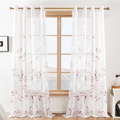 Deconovo Grommet White Semi Sheer Curtains Set of 2