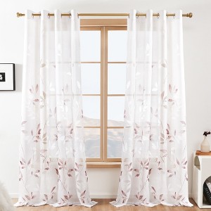 Deconovo Grommet White Semi Sheer Curtains Set of 2 - 1 of 4