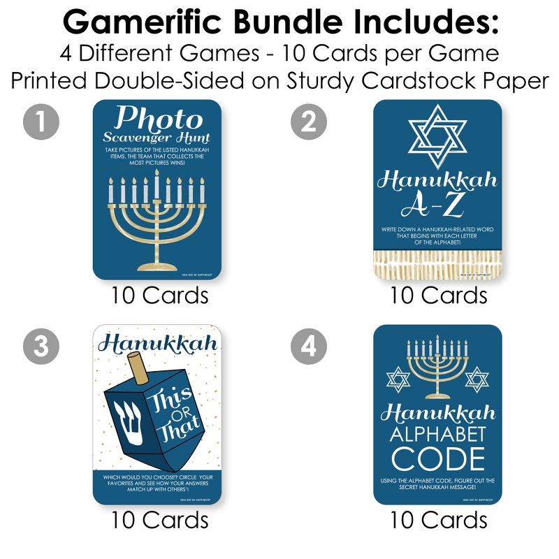 Big Dot of Happiness Happy Hanukkah - 4 Chanukah Holiday Party Games - 10 Cards Each - Gamerific Bundle, 3 of 9