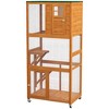 PawHut 74" Wooden Outdoor Cat House Weatherproof & Wheeled, Catio Outdoor Cat Enclosure with High Weight Capacity, Cat Cage Condo - 4 of 4