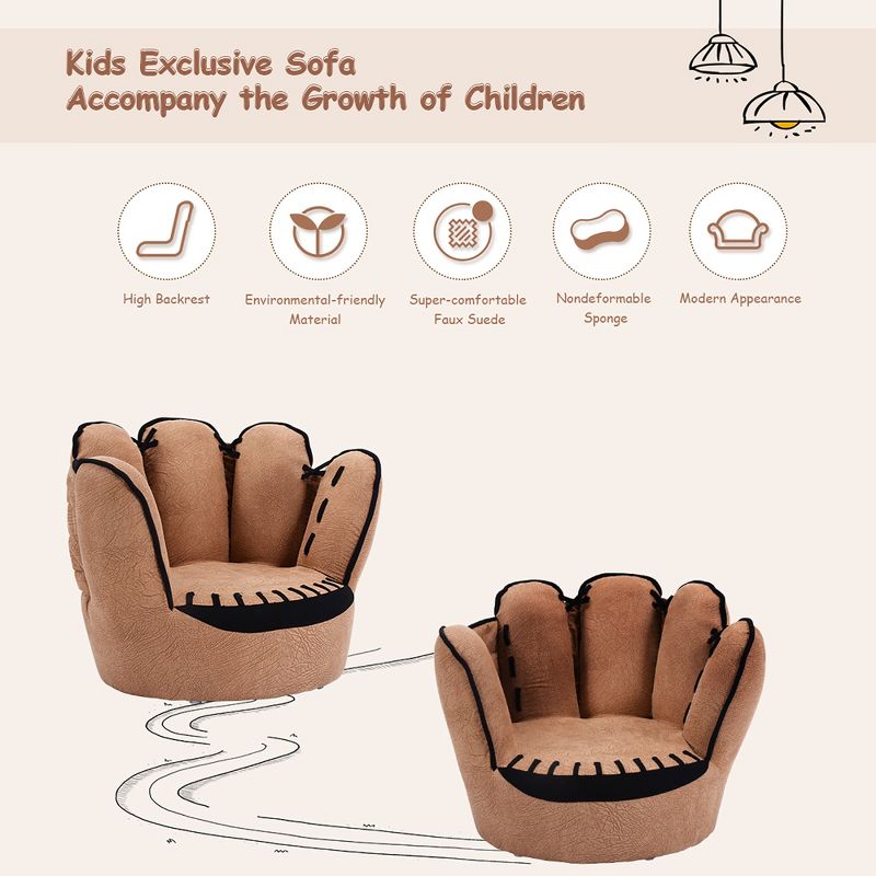 Costway Kids Sofa Five Finger Armrest Chair Couch Children Living Room Toddler Gift, 4 of 11