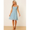 Allegra K Women's Summer Spaghetti Strap Smocked Floral A-Line Sundresses - 3 of 4