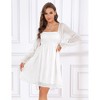 Clearlove Women's Mesh Gauze Long Sleeve Square Neck Dress High Waist A Line Ruffle Hem Flowy Casual Party Mini Dress - 2 of 4