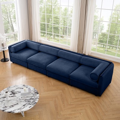 Modern Modular Sectional Sofa with  Storage 4 Seater Chenille Sofa Couch with Contemporary Cylindrica Arm for Living Room-Tanpinhause