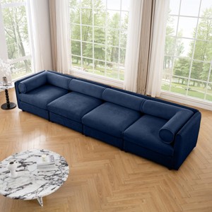 Modern Modular Sectional Sofa with  Storage 4 Seater Chenille Sofa Couch with Contemporary Cylindrica Arm for Living Room-Tanpinhause - 1 of 4