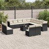 vidaXL Patio Sofa Set with Cushions Outdoor Furniture 14 Piece Poly Rattan - Black and Cream With Table - 2 of 4