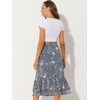 INSPIRE CHIC Women's Chiffon Elastic Waist Ruffle Tiered Flowy Midi Floral Printed Skirts - 4 of 4