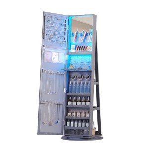 Fredees 360° Rotating 66'' Lockable Jewelry Armoire, Full Length Mirror, Large Floor Organizer with Back Shelves - 1 of 4