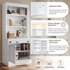 83.4" Tall Storage Bookcase With Open Shelves, 2-Piece Set Freestanding Bookshelf With 2 Doors And 1 Drawer For Home Office Bedroom Living Room - 2 of 4