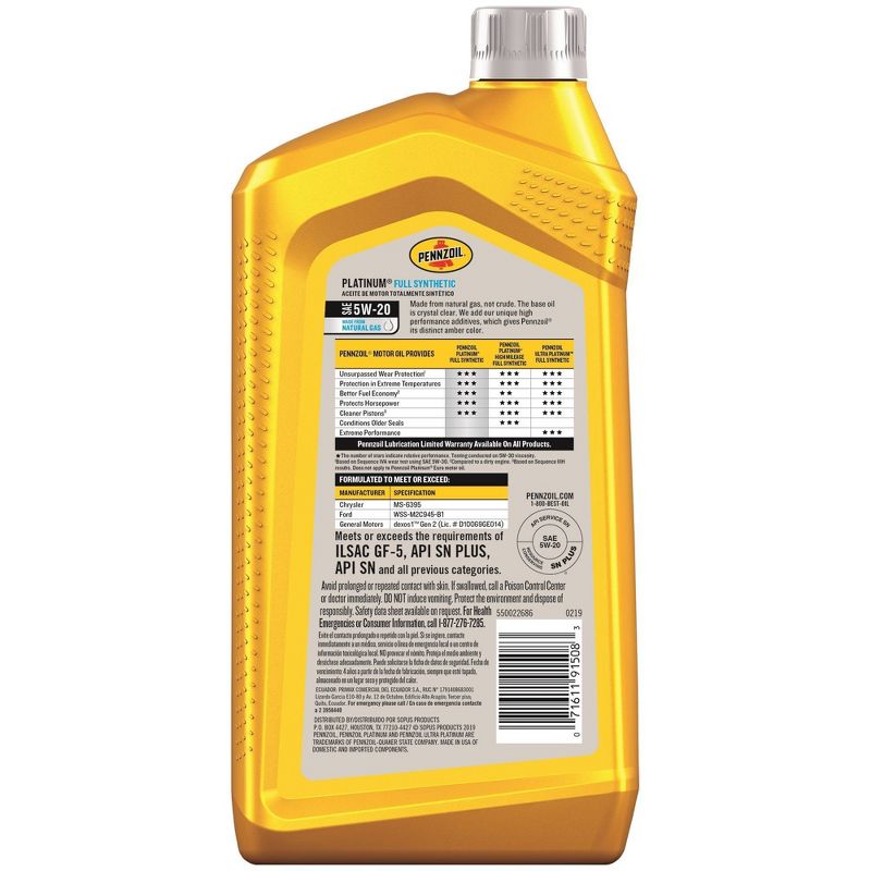 Pennzoil Platinum Full Synthetic 5W-20, 3 of 4