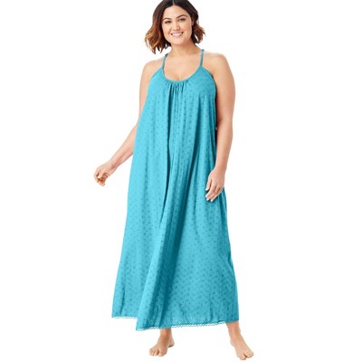 Dreams & Co. Plus Size Breezy Eyelet Knit Long Nightgown