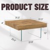 Sapphtopaz Coffee Table Natural Style Home Decor Coffee Table Dining Table Wood Grain Finish with Tempered Glass Legs for Living Room - 2 of 4