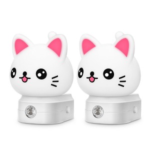 DORESshop 2-Pack 0.5W Plug-in Cat Design Night Lights, Light Sensor with Color Changing, Modern Kids Room or Nursery Accent - 1 of 4