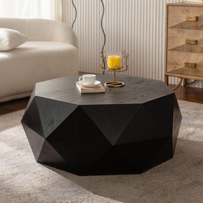 CAVINAS Circle Coffee Table, Modern Hidden Storage Furniture, Coffee Table with Storage for Dining Room, Living Room