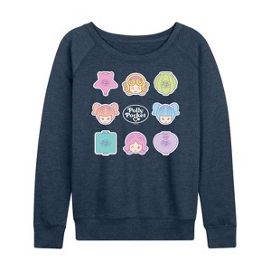 Women's - Polly Pocket - Polly Pocket Grid Lightweight French Terry Wide Neck Long Sleeve Shirt - 1 of 4