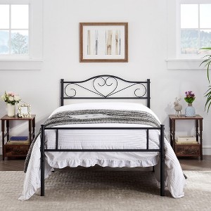 VECELO Metal Platform Mattress Foundation, Decorative Headboard & Footboard with Heavy Duty Support - 1 of 4