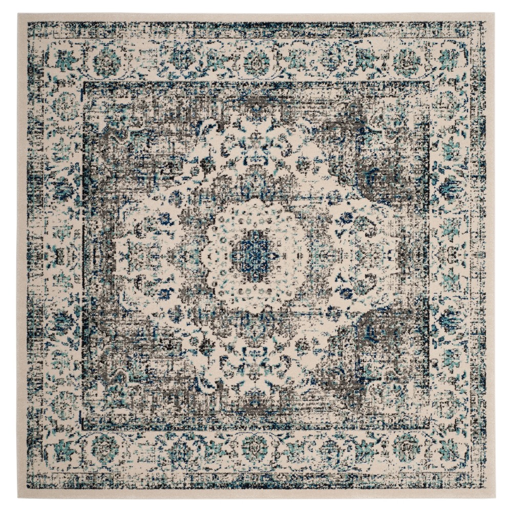 5'1inX5'1in Abstract Loomed Square Area Rug Gray/Ivory - Safavieh