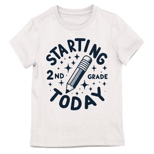 Starting 2nd Grade Today, Pencil and shimmer on White Short Sleeve Girls T-Shirt - 1 of 3