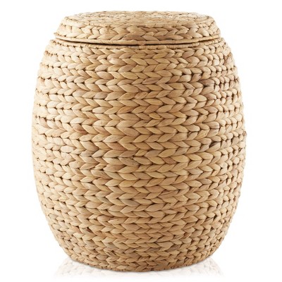 Natural Water Hyacinth Round Storage Basket with Lid