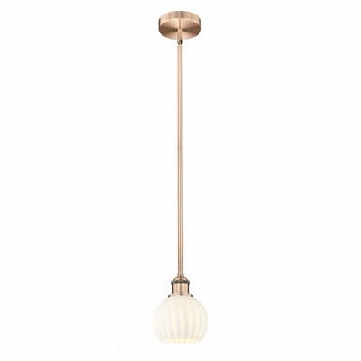 White Venetian - 1 Light Stem Hung Mini Pendant In Modern Style-7.5 Inches Tall and 6 Inches Wide